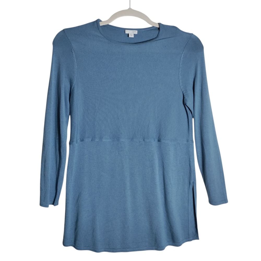J. Jill Women Blue Long Sleeve Empire Seam Tunic Sweater Viscose Wool Blend Med
